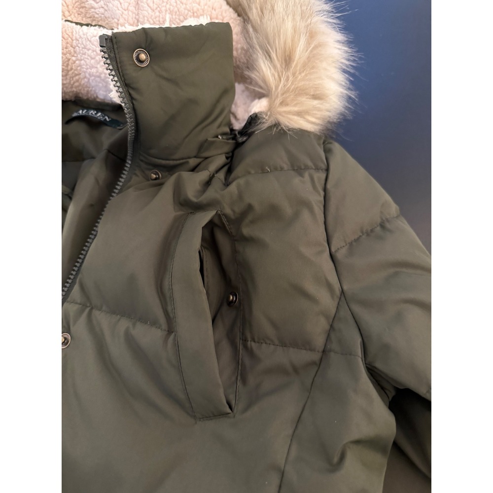 Ralph Lauren Down Parka Womens L Olive Green Hooded Full-Zip Winter Coat Jacket - Picture 16 of 16